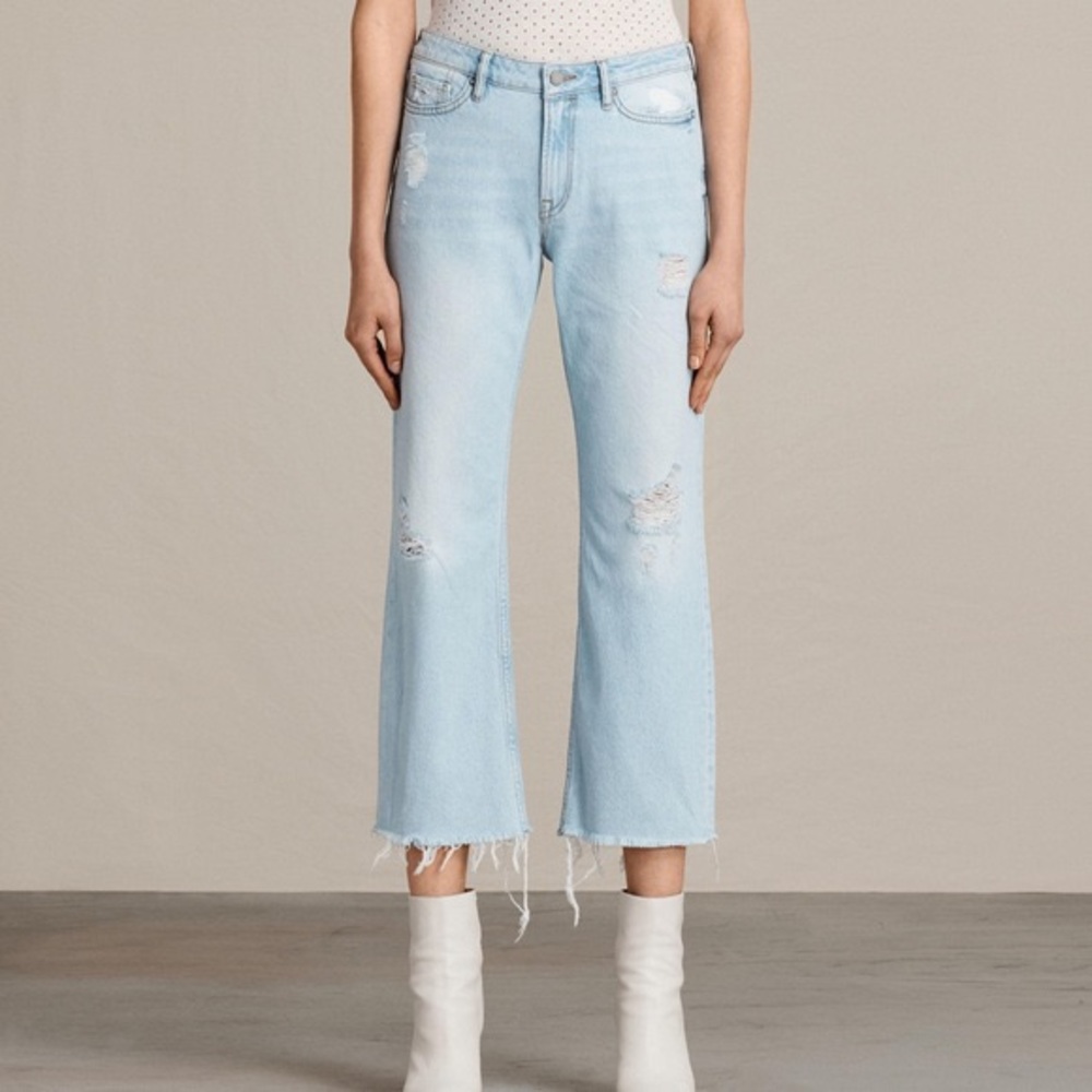 ALL SAINTS belle destroyed flare jeans size 25